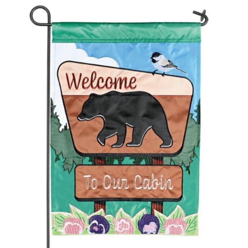 Black Bear Welcome Garden Flag